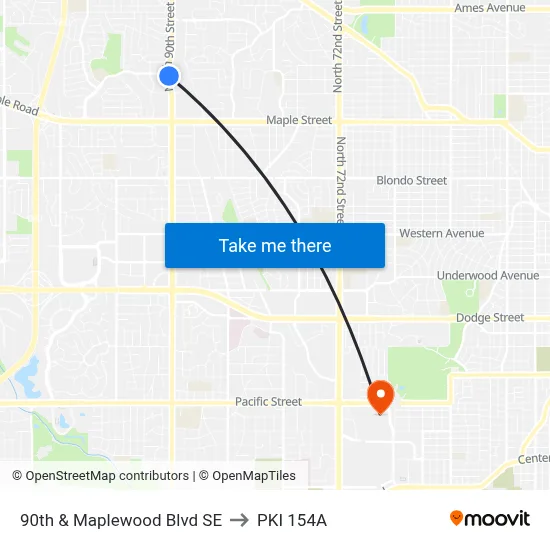 90th & Maplewood Blvd SE to PKI 154A map