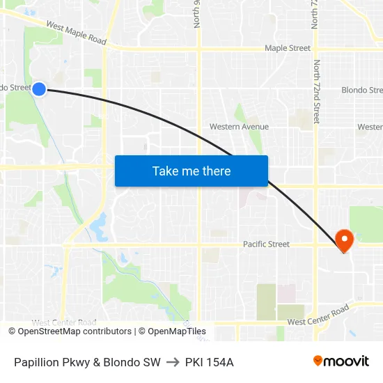 Papillion Pkwy & Blondo SW to PKI 154A map
