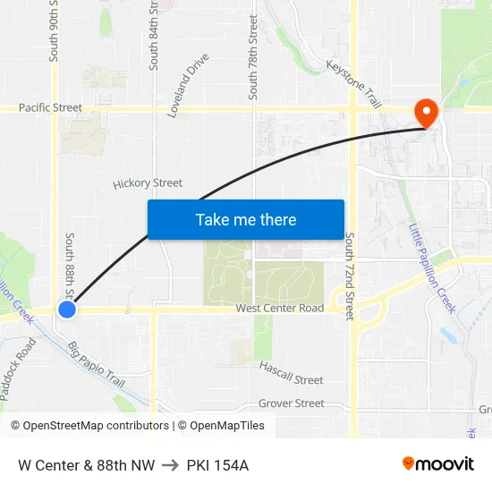 W Center & 88th NW to PKI 154A map
