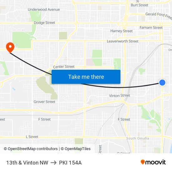 13th & Vinton NW to PKI 154A map