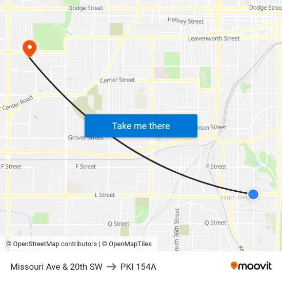 Missouri Ave & 20th SW to PKI 154A map