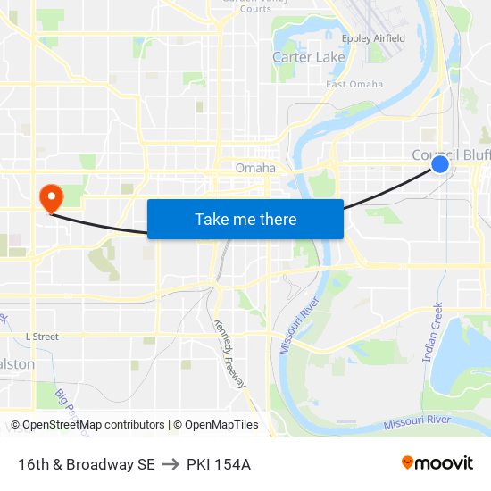 16th & Broadway SE to PKI 154A map