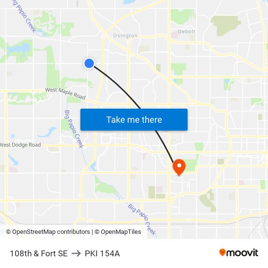 108th & Fort SE to PKI 154A map