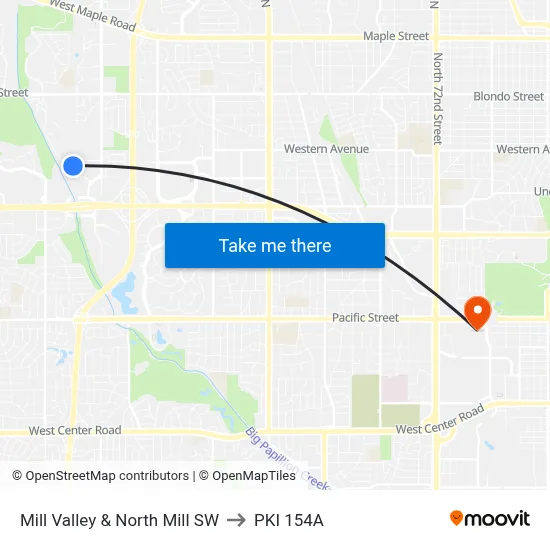 Mill Valley & North Mill SW to PKI 154A map