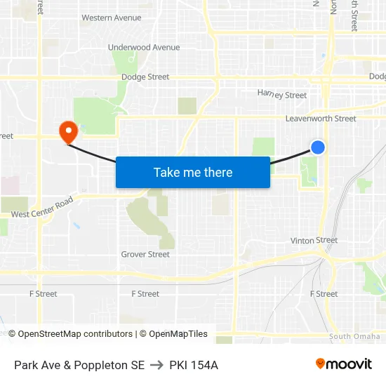 Park Ave & Poppleton SE to PKI 154A map