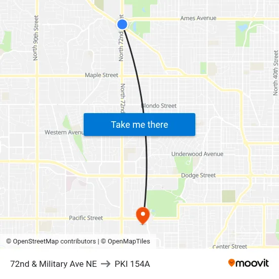 72nd & Military Ave NE to PKI 154A map