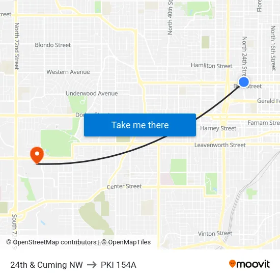 24th & Cuming NW to PKI 154A map