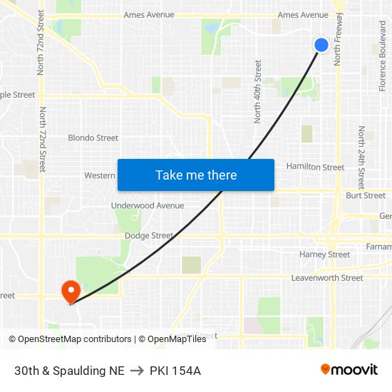 30th & Spaulding NE to PKI 154A map