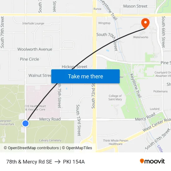 78th & Mercy Rd SE to PKI 154A map