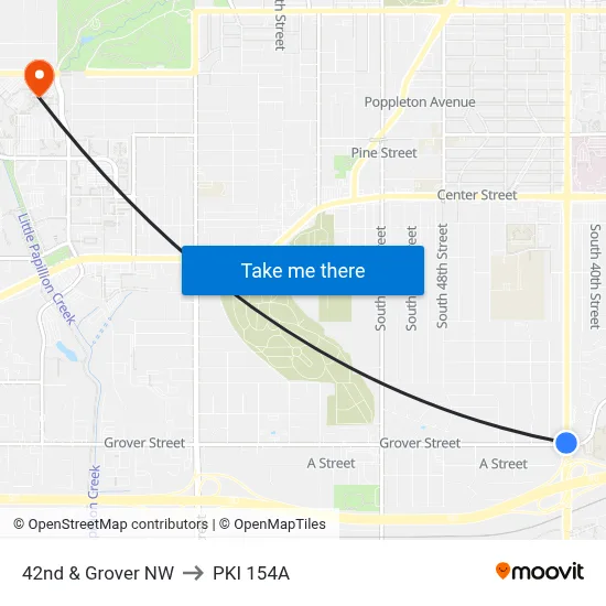 42nd & Grover NW to PKI 154A map