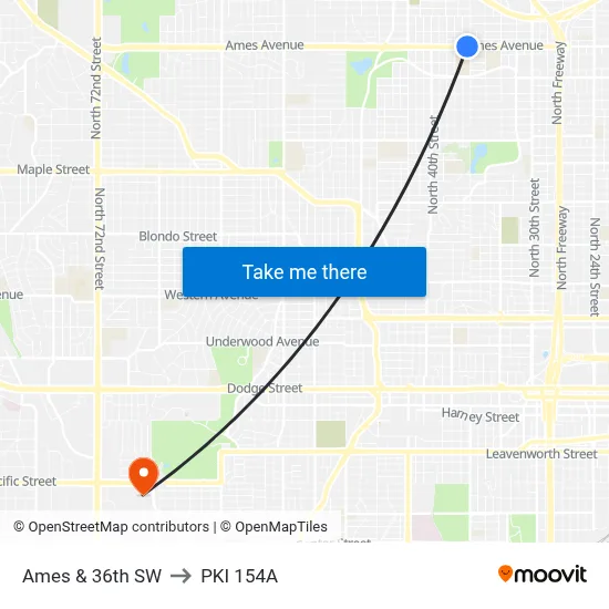 Ames & 36th SW to PKI 154A map