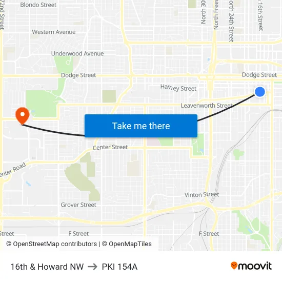 16th & Howard NW to PKI 154A map