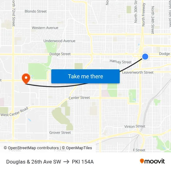 Douglas & 26th Ave SW to PKI 154A map
