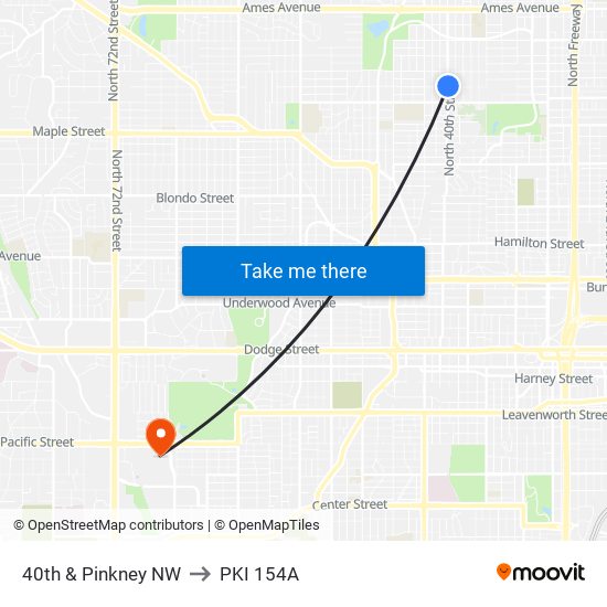 40th & Pinkney NW to PKI 154A map