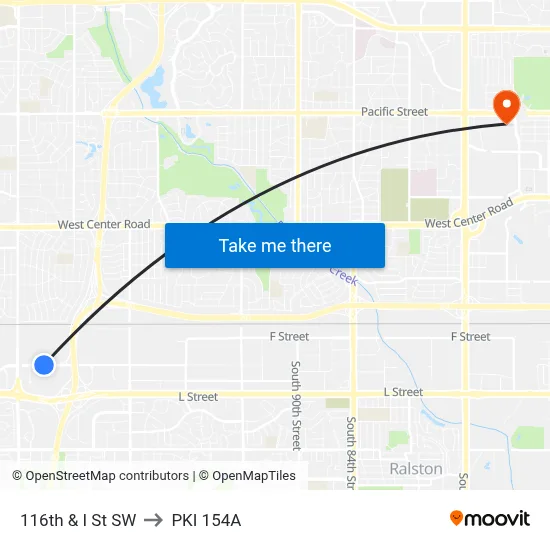 116th & I St SW to PKI 154A map