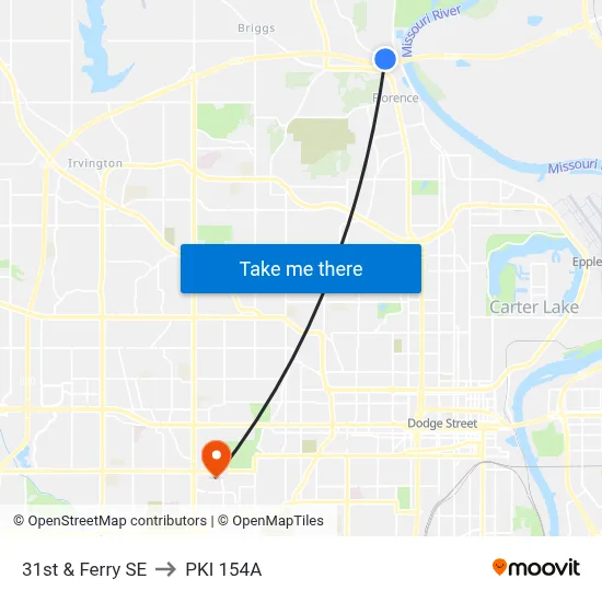 31st & Ferry SE to PKI 154A map