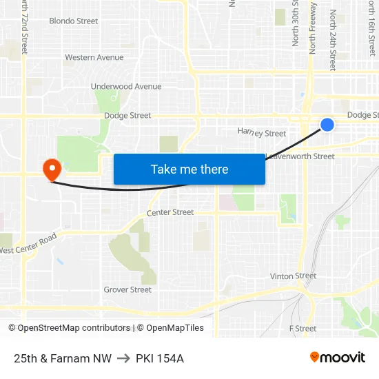 25th & Farnam NW to PKI 154A map