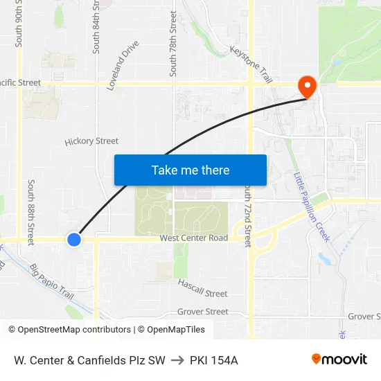 W. Center & Canfields Plz SW to PKI 154A map