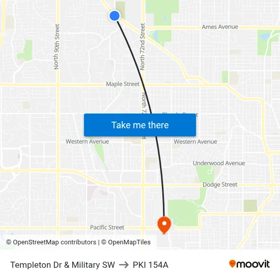 Templeton Dr & Military SW to PKI 154A map