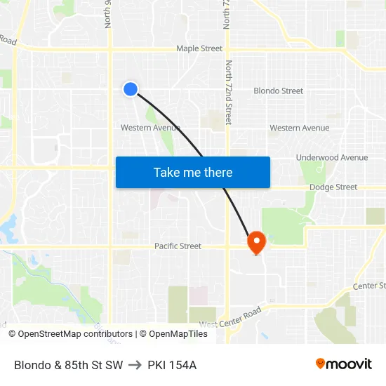 Blondo & 85th St SW to PKI 154A map