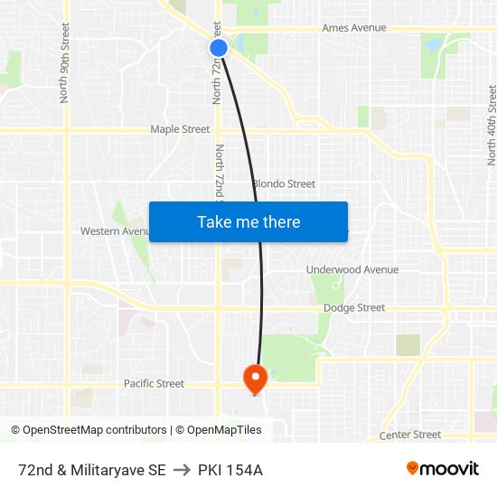 72nd & Militaryave SE to PKI 154A map