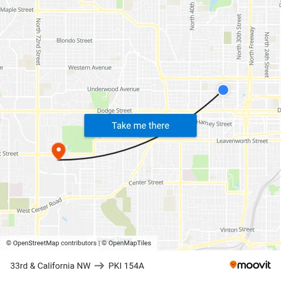 33rd & California NW to PKI 154A map