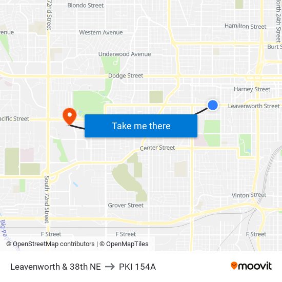 Leavenworth & 38th NE to PKI 154A map