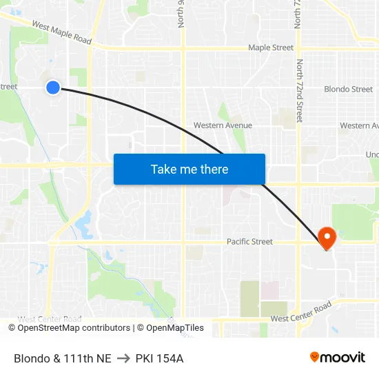 Blondo & 111th NE to PKI 154A map