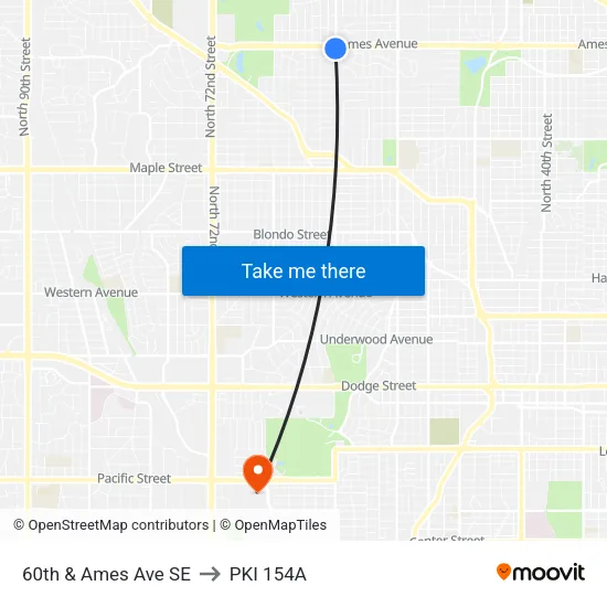 60th & Ames Ave SE to PKI 154A map