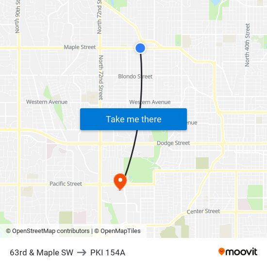 63rd & Maple SW to PKI 154A map