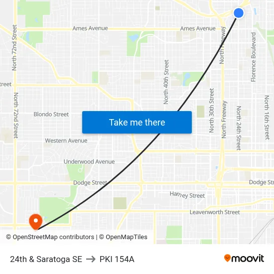 24th & Saratoga SE to PKI 154A map