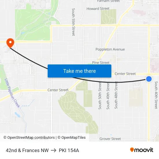 42nd & Frances NW to PKI 154A map