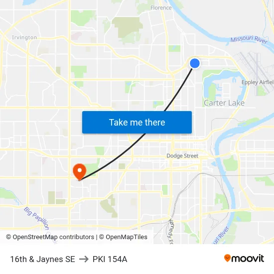 16th & Jaynes SE to PKI 154A map
