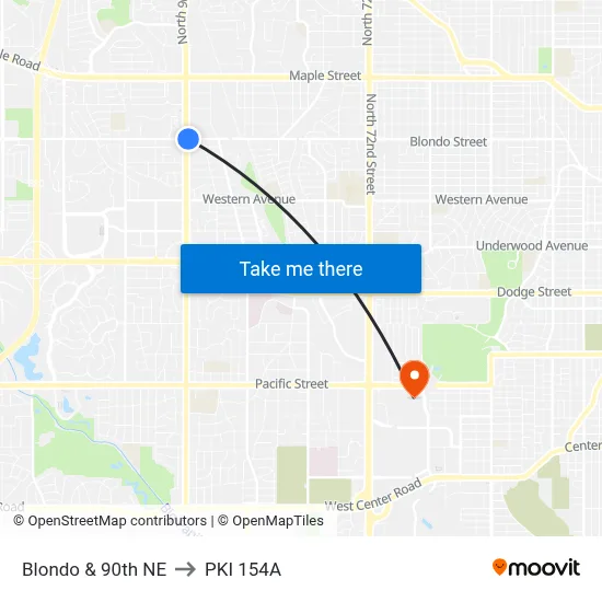 Blondo & 90th NE to PKI 154A map