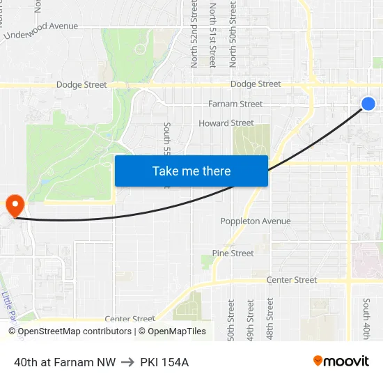 40th at Farnam NW to PKI 154A map