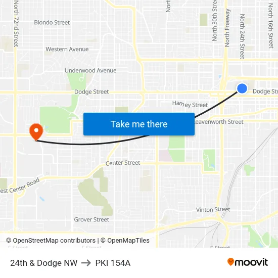 24th & Dodge NW to PKI 154A map