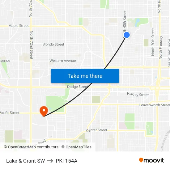 Lake & Grant SW to PKI 154A map