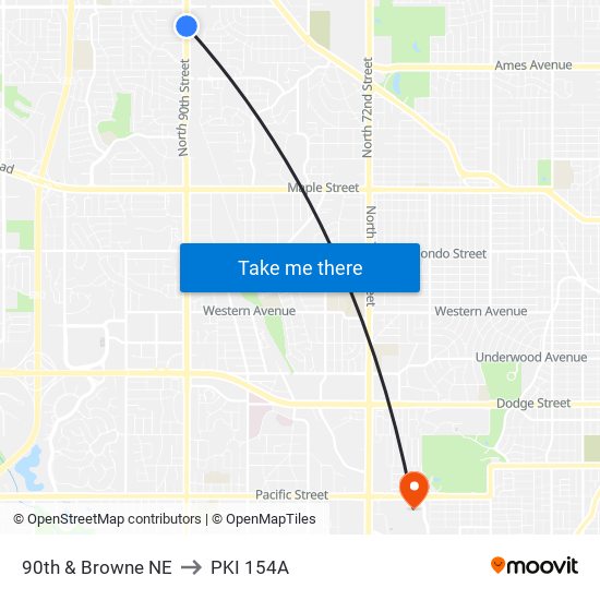 90th & Browne NE to PKI 154A map