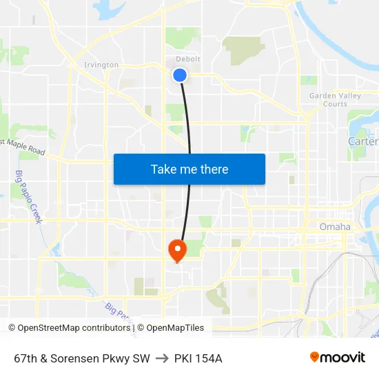 67th & Sorensen Pkwy SW to PKI 154A map
