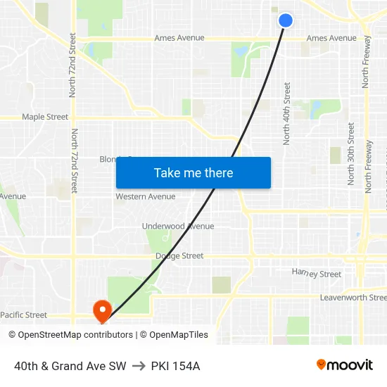 40th & Grand Ave SW to PKI 154A map