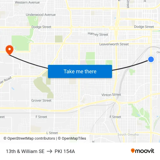 13th & William SE to PKI 154A map