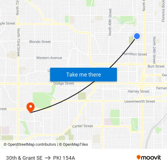 30th & Grant SE to PKI 154A map