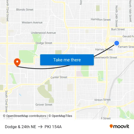 Dodge & 24th NE to PKI 154A map
