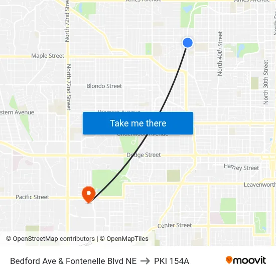 Bedford Ave & Fontenelle Blvd NE to PKI 154A map