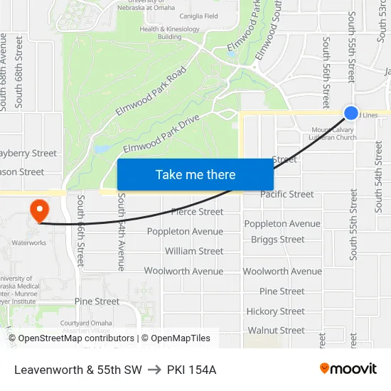 Leavenworth & 55th SW to PKI 154A map