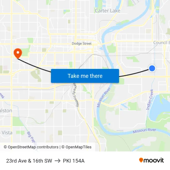 23rd Ave & 16th SW to PKI 154A map