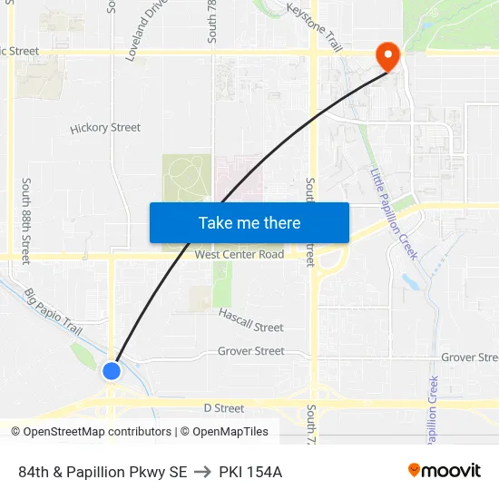 84th & Papillion Pkwy SE to PKI 154A map