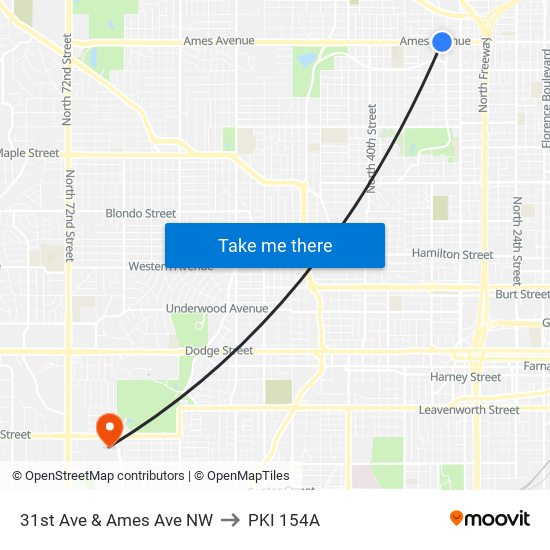 31st Ave & Ames Ave NW to PKI 154A map