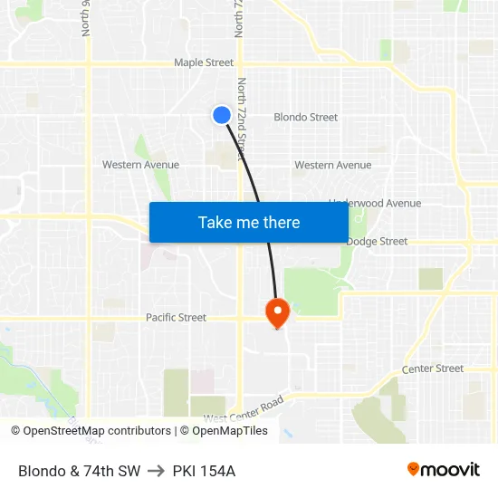 Blondo & 74th SW to PKI 154A map