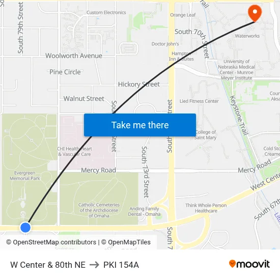 W Center & 80th NE to PKI 154A map